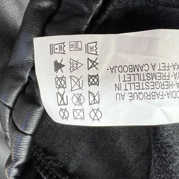 Zara Womens Black Faux Leather Long Puff Sleeve Drawstring Top Size Large - Picture 10 of 10